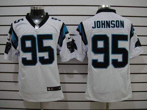 Nike Panthers #95 Charles Johnson White Men's Stitched NFL Elite Jersey Nike Panthers #95 Charles Johnson White Men's Stitched NFL Elite Jersey