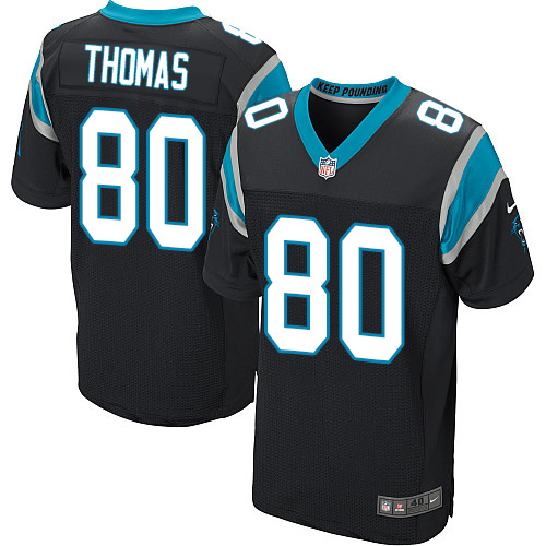 Nike Panthers #80 Ian Thomas Black Team Color Men's Stitched NFL Elite Jersey Nike Panthers #80 Ian Thomas Black Team Color Men's Stitched NFL Elite Jersey