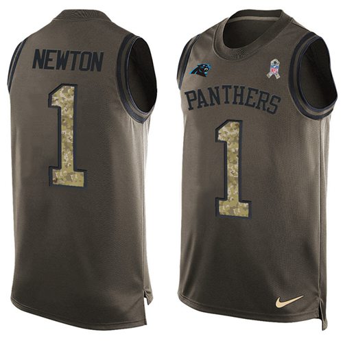 Nike Panthers #1 Cam Newton Green Men's Stitched NFL Limited Salute To Service Tank Top Jersey Nike Panthers #1 Cam Newton Green Men's Stitched NFL Limited Salute To Service Tank Top Jersey