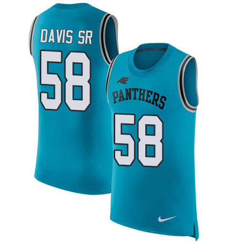 Nike Panthers #58 Thomas Davis Sr Blue Alternate Men's Stitched NFL Limited Rush Tank Top Jersey Nike Panthers #58 Thomas Davis Sr Blue Alternate Men's Stitched NFL Limited Rush Tank Top Jersey