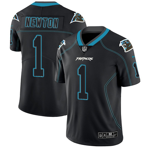 Nike Panthers #1 Cam Newton Lights Out Black Men's Stitched NFL Limited Rush Jersey Nike Panthers #1 Cam Newton Lights Out Black Men's Stitched NFL Limited Rush Jersey