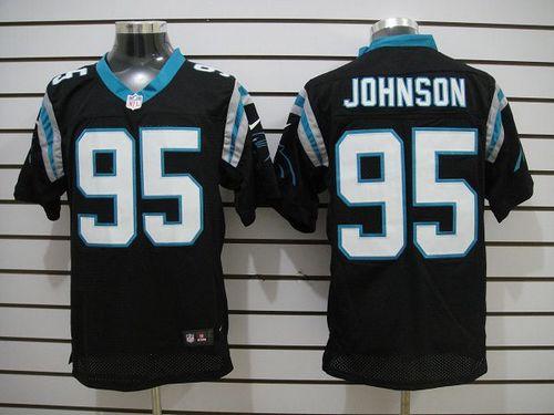 Nike Panthers #95 Charles Johnson Black Team Color Men's Stitched NFL Elite Jersey Nike Panthers #95 Charles Johnson Black Team Color Men's Stitched NFL Elite Jersey