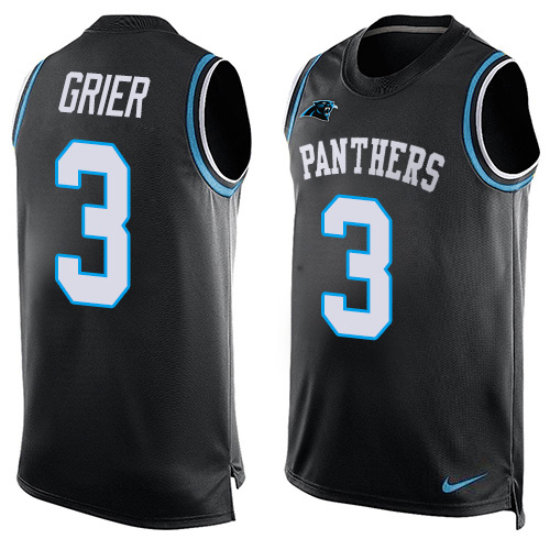Nike Panthers #3 Will Grier Black Team Color Men's Stitched NFL Limited Tank Top Jersey Nike Panthers #3 Will Grier Black Team Color Men's Stitched NFL Limited Tank Top Jersey