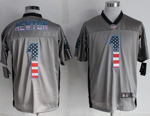 Nike Panthers #1 Cam Newton Grey Men's Stitched NFL Elite USA Flag Fashion Jersey Nike Panthers #1 Cam Newton Grey Men's Stitched NFL Elite USA Flag Fashion Jersey
