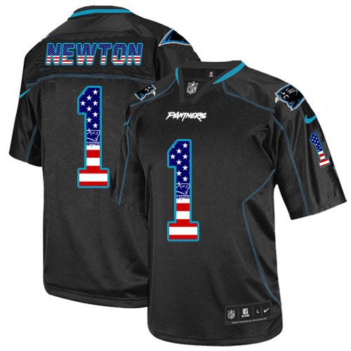Nike Panthers #1 Cam Newton Black Men's Stitched NFL Elite USA Flag Fashion Jersey Nike Panthers #1 Cam Newton Black Men's Stitched NFL Elite USA Flag Fashion Jersey