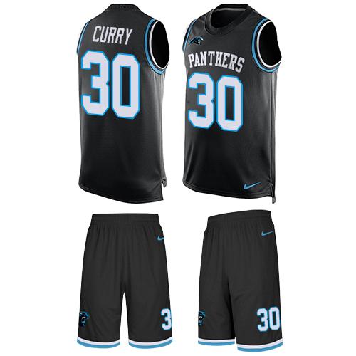 Nike Panthers #30 Stephen Curry Black Team Color Men's Stitched NFL Limited Tank Top Suit Jersey Nike Panthers #30 Stephen Curry Black Team Color Men's Stitched NFL Limited Tank Top Suit Jersey
