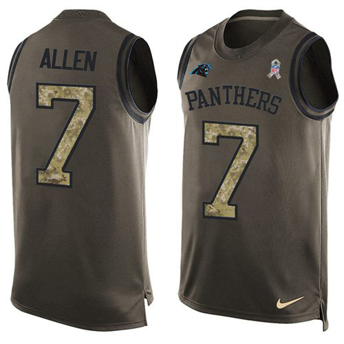 Nike Panthers #7 Kyle Allen Green Men's Stitched NFL Limited Salute To Service Tank Top Jersey Nike Panthers #7 Kyle Allen Green Men's Stitched NFL Limited Salute To Service Tank Top Jersey