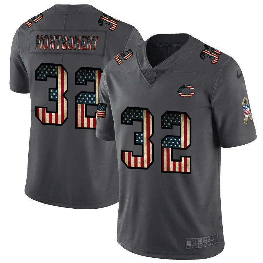 Nike Bears #32 David Montgomery 2018 Salute To Service Retro USA Flag Limited NFL Jersey Nike Bears #32 David Montgomery 2018 Salute To Service Retro USA Flag Limited NFL Jersey