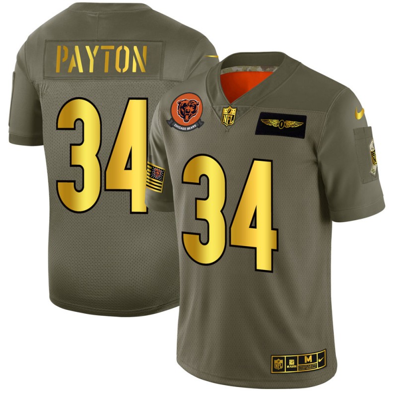Chicago Bears #34 Walter Payton NFL Men's Nike Olive Gold 2019 Salute to Service Limited Jersey Chicago Bears #34 Walter Payton NFL Men's Nike Olive Gold 2019 Salute to Service Limited Jersey