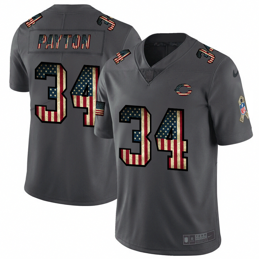 Nike Bears #34 Walter Payton 2018 Salute To Service Retro USA Flag Limited NFL Jersey Nike Bears #34 Walter Payton 2018 Salute To Service Retro USA Flag Limited NFL Jersey