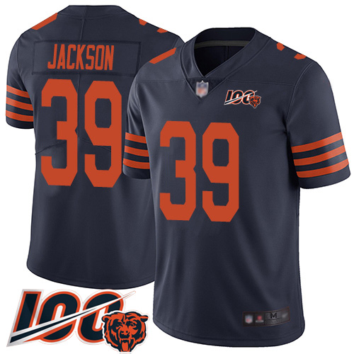 Nike Bears #39 Eddie Jackson Navy Blue Alternate Men's Stitched NFL 100th Season Vapor Limited Jersey Nike Bears #39 Eddie Jackson Navy Blue Alternate Men's Stitched NFL 100th Season Vapor Limited Jersey