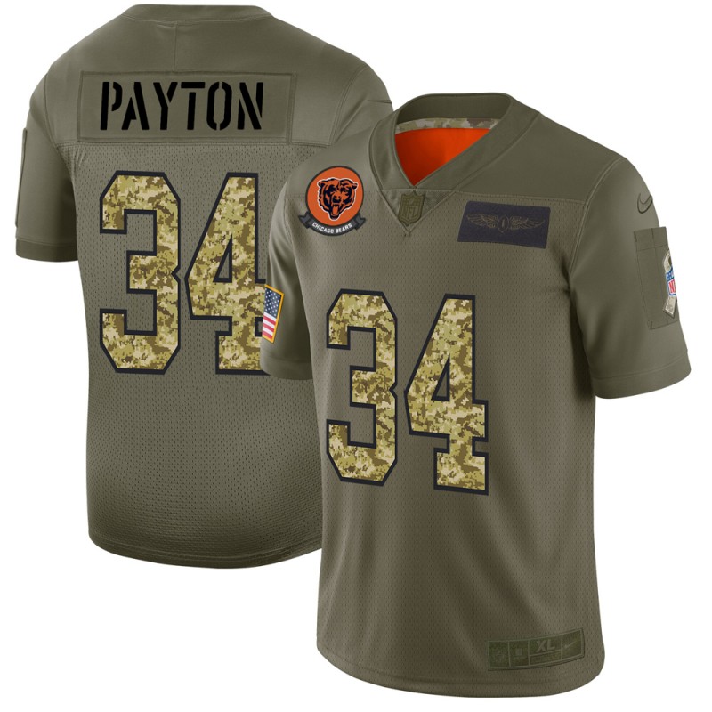 Chicago Bears #34 Walter Payton Men's Nike 2019 Olive Camo Salute To Service Limited NFL Jersey Chicago Bears #34 Walter Payton Men's Nike 2019 Olive Camo Salute To Service Limited NFL Jersey