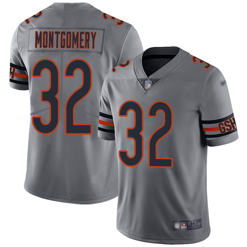 Nike Bears #32 David Montgomery Silver Men's Stitched NFL Limited Inverted Legend Jersey Nike Bears #32 David Montgomery Silver Men's Stitched NFL Limited Inverted Legend Jersey