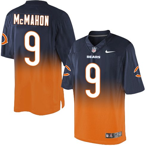 Nike Bears #9 Jim McMahon Navy Blue/Orange Men's Stitched NFL Elite Fadeaway Fashion Jersey Nike Bears #9 Jim McMahon Navy Blue/Orange Men's Stitched NFL Elite Fadeaway Fashion Jersey
