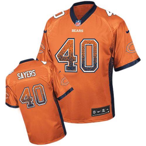 Nike Bears #40 Gale Sayers Orange Alternate Men's Stitched NFL Elite Drift Fashion Jersey Nike Bears #40 Gale Sayers Orange Alternate Men's Stitched NFL Elite Drift Fashion Jersey