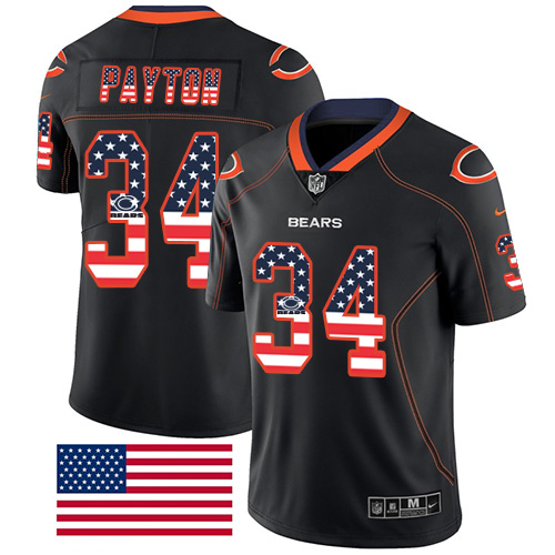 Nike Bears #34 Walter Payton Black Men's Stitched NFL Limited Rush USA Flag Jersey Nike Bears #34 Walter Payton Black Men's Stitched NFL Limited Rush USA Flag Jersey