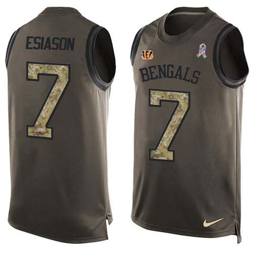 Nike Bengals #7 Boomer Esiason Green Men's Stitched NFL Limited Salute To Service Tank Top Jersey Nike Bengals #7 Boomer Esiason Green Men's Stitched NFL Limited Salute To Service Tank Top Jersey