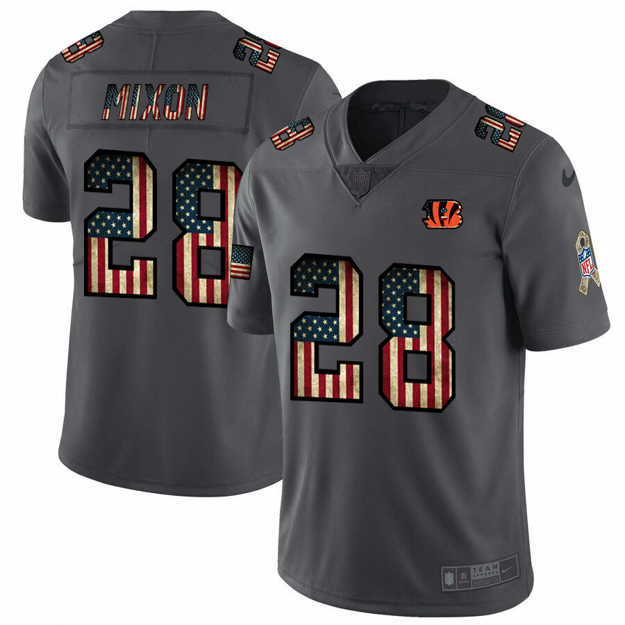 Cincinnati Bengals #28 Joe Mixon Nike 2018 Salute to Service Retro USA Flag Limited NFL Jersey Cincinnati Bengals #28 Joe Mixon Nike 2018 Salute to Service Retro USA Flag Limited NFL Jersey