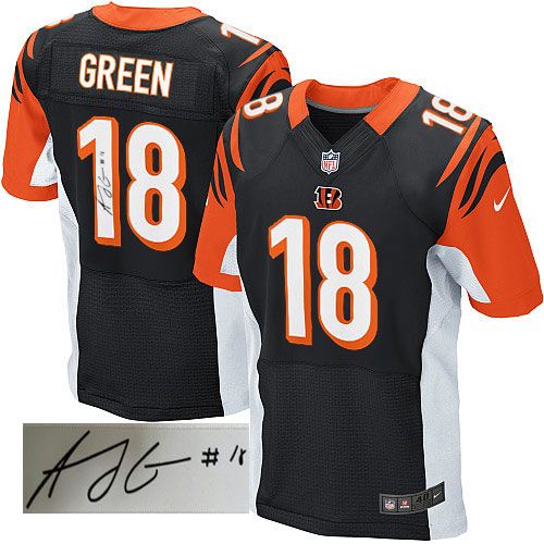 Nike Bengals #18 A.J. Green Black Team Color Men's Stitched NFL Elite Autographed Jersey Nike Bengals #18 A.J. Green Black Team Color Men's Stitched NFL Elite Autographed Jersey