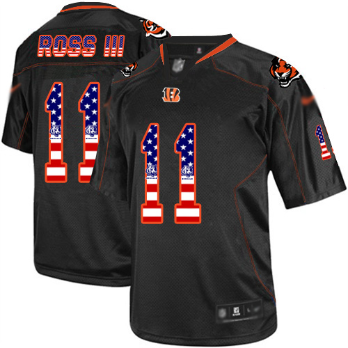 Nike Bengals #11 John Ross III Black Men's Stitched NFL Elite USA Flag Fashion Jersey Nike Bengals #11 John Ross III Black Men's Stitched NFL Elite USA Flag Fashion Jersey