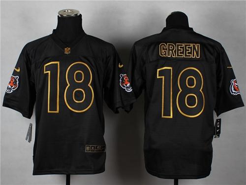 Nike Bengals #18 A.J. Green Black Gold No. Fashion Men's Stitched NFL Elite Jersey Nike Bengals #18 A.J. Green Black Gold No. Fashion Men's Stitched NFL Elite Jersey