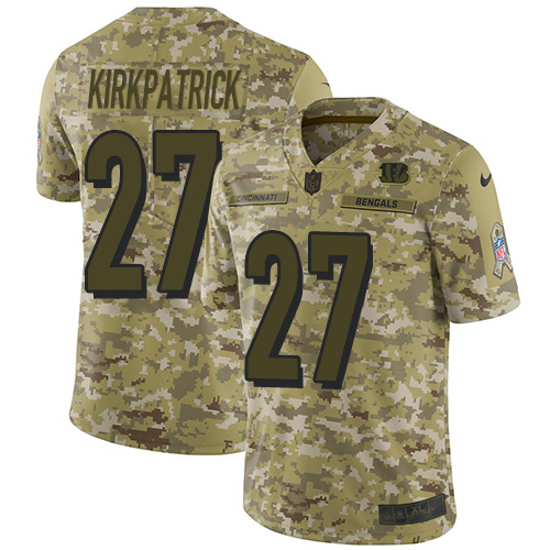 Nike Bengals #27 Dre Kirkpatrick Camo Men's Stitched NFL Limited 2018 Salute To Service Jersey Nike Bengals #27 Dre Kirkpatrick Camo Men's Stitched NFL Limited 2018 Salute To Service Jersey