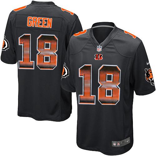 Nike Bengals #18 A.J. Green Black Team Color Men's Stitched NFL Limited Strobe Jersey Nike Bengals #18 A.J. Green Black Team Color Men's Stitched NFL Limited Strobe Jersey