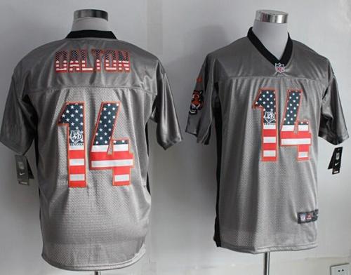 Nike Bengals #14 Andy Dalton Grey Men's Stitched NFL Elite USA Flag Fashion Jersey Nike Bengals #14 Andy Dalton Grey Men's Stitched NFL Elite USA Flag Fashion Jersey
