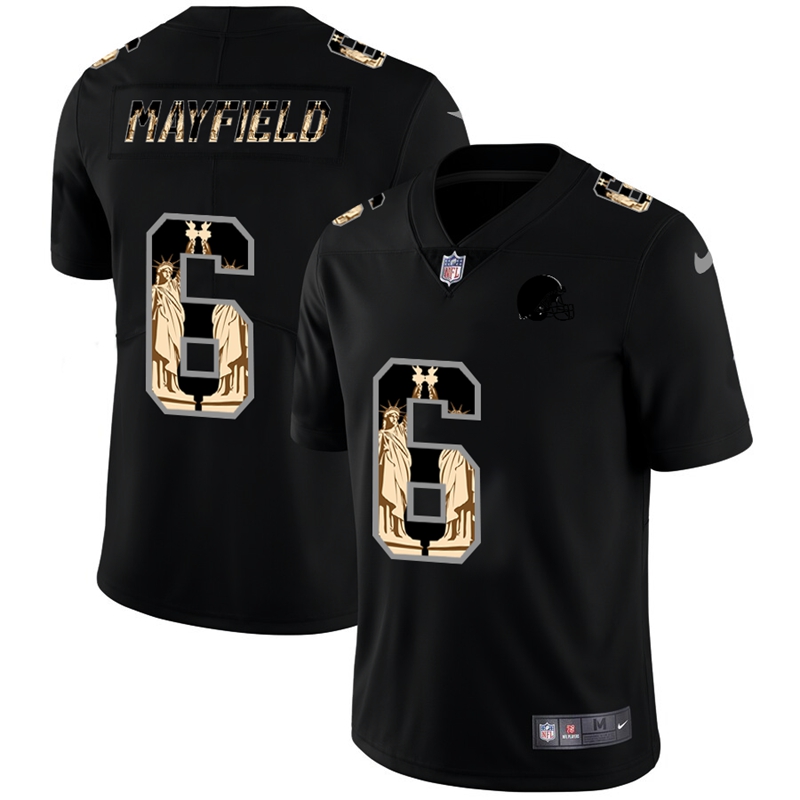 Cleveland Browns #6 Baker Mayfield Carbon Black Vapor Statue Of Liberty Limited NFL Jersey Cleveland Browns #6 Baker Mayfield Carbon Black Vapor Statue Of Liberty Limited NFL Jersey