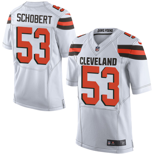 Nike Browns #53 Joe Schobert White Men's Stitched NFL New Elite Jersey Nike Browns #53 Joe Schobert White Men's Stitched NFL New Elite Jersey
