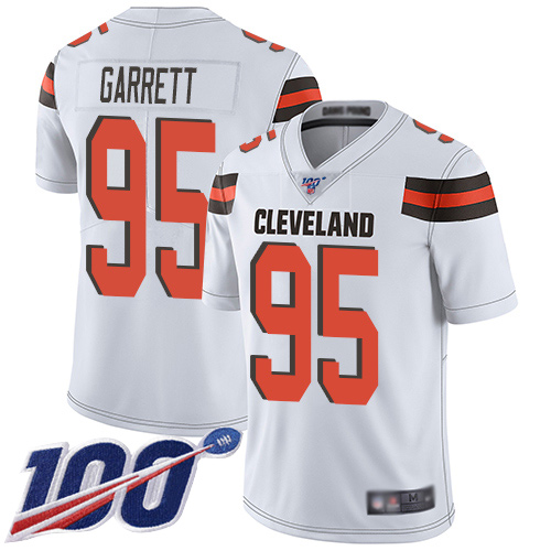Nike Browns #95 Myles Garrett White Men's Stitched NFL 100th Season Vapor Limited Jersey Nike Browns #95 Myles Garrett White Men's Stitched NFL 100th Season Vapor Limited Jersey