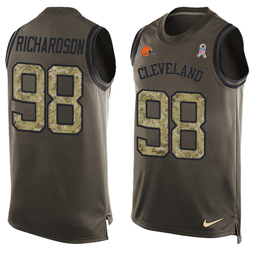Nike Browns #98 Sheldon Richardson Green Men's Stitched NFL Limited Salute To Service Tank Top Jersey Nike Browns #98 Sheldon Richardson Green Men's Stitched NFL Limited Salute To Service Tank Top Jersey