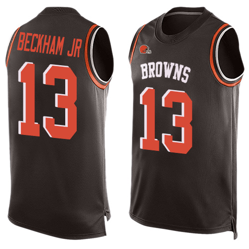 Nike Browns #13 Odell Beckham Jr Brown Team Color Men's Stitched NFL Limited Tank Top Jersey Nike Browns #13 Odell Beckham Jr Brown Team Color Men's Stitched NFL Limited Tank Top Jersey
