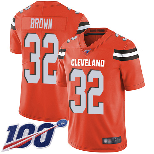 Nike Browns #32 Jim Brown Orange Alternate Men's Stitched NFL 100th Season Vapor Limited Jersey Nike Browns #32 Jim Brown Orange Alternate Men's Stitched NFL 100th Season Vapor Limited Jersey