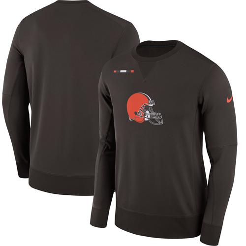 Men's Cleveland Browns Nike Brown Sideline Team Logo Performance Sweatshirt Men's Cleveland Browns Nike Brown Sideline Team Logo Performance Sweatshirt