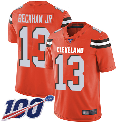 Nike Browns #13 Odell Beckham Jr Orange Alternate Men's Stitched NFL 100th Season Vapor Limited Jersey Nike Browns #13 Odell Beckham Jr Orange Alternate Men's Stitched NFL 100th Season Vapor Limited Jersey