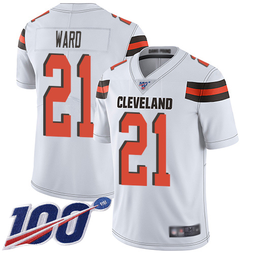 Nike Browns #21 Denzel Ward White Men's Stitched NFL 100th Season Vapor Limited Jersey Nike Browns #21 Denzel Ward White Men's Stitched NFL 100th Season Vapor Limited Jersey