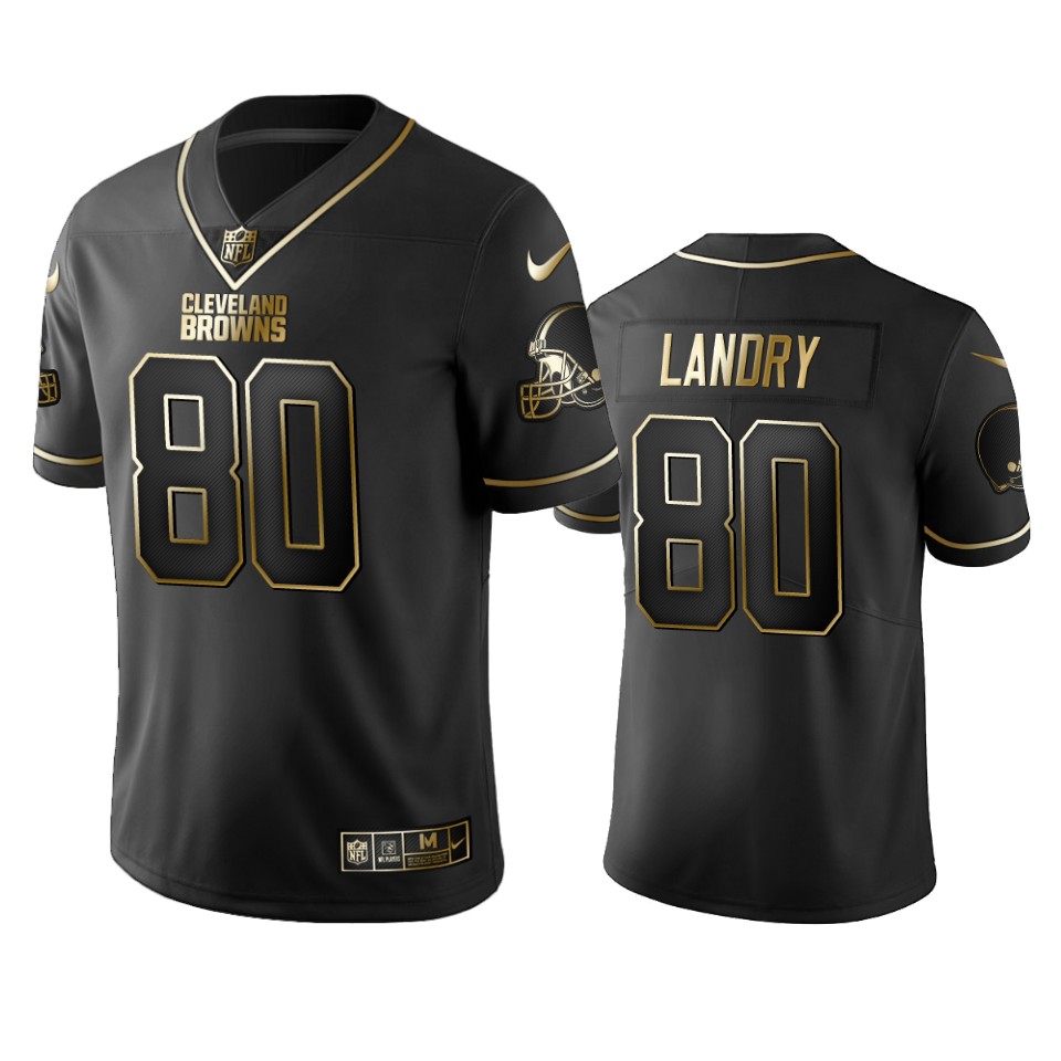 Browns #80 Jarvis Landry Men's Stitched NFL Vapor Untouchable Limited Black Golden Jersey Browns #80 Jarvis Landry Men's Stitched NFL Vapor Untouchable Limited Black Golden Jersey
