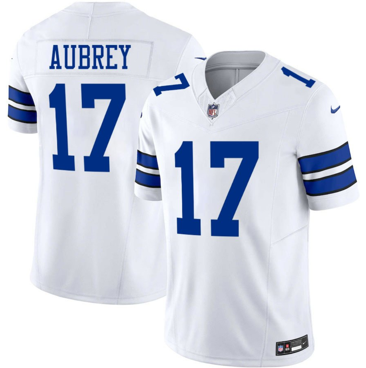 Men's Dallas Cowboys #17 Brandon Aubrey White 2025 F.U.S.E Vapor Untouchable Limited Stitched Football Jersey Men's Dallas Cowboys #17 Brandon Aubrey White 2025 F.U.S.E Vapor Untouchable Limited Stitched Football Jersey