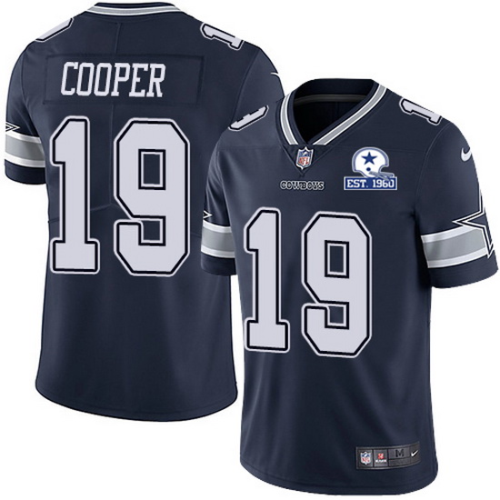 Men's Dallas Cowboys #19 Amari Cooper Navy With Est 1960 Patch Limited Stitched NFL Jersey Men's Dallas Cowboys #19 Amari Cooper Navy With Est 1960 Patch Limited Stitched NFL Jersey