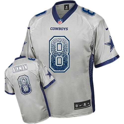 Nike Cowboys #8 Troy Aikman Grey Men's Stitched NFL Elite Drift Fashion Jersey Nike Cowboys #8 Troy Aikman Grey Men's Stitched NFL Elite Drift Fashion Jersey