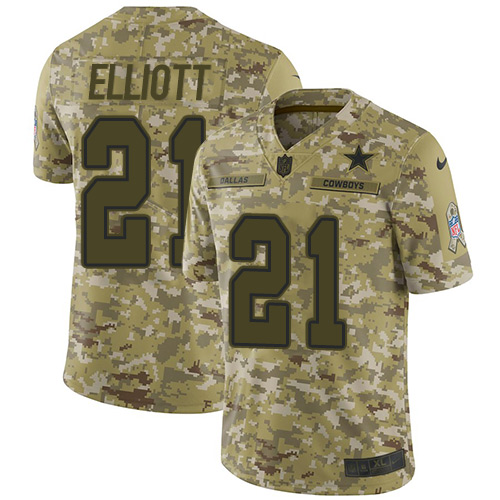 Nike Cowboys #21 Ezekiel Elliott Camo Men's Stitched NFL Limited 2018 Salute To Service Jersey Nike Cowboys #21 Ezekiel Elliott Camo Men's Stitched NFL Limited 2018 Salute To Service Jersey