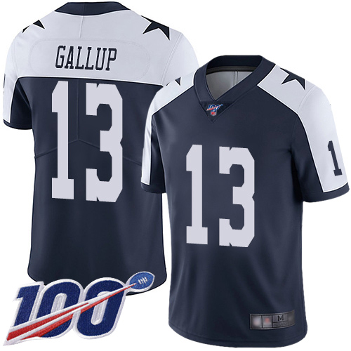 Nike Cowboys #13 Michael Gallup Navy Blue Thanksgiving Men's Stitched NFL 100th Season Vapor Throwback Limited Jersey Nike Cowboys #13 Michael Gallup Navy Blue Thanksgiving Men's Stitched NFL 100th Season Vapor Throwback Limited Jersey
