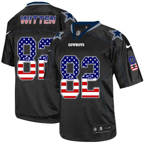 Nike Cowboys #82 Jason Witten Black Men's Stitched NFL Elite USA Flag Fashion Jersey Nike Cowboys #82 Jason Witten Black Men's Stitched NFL Elite USA Flag Fashion Jersey