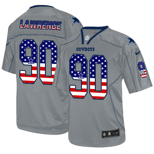Nike Cowboys #90 Demarcus Lawrence Grey Men's Stitched NFL Elite USA Flag Fashion Jersey Nike Cowboys #90 Demarcus Lawrence Grey Men's Stitched NFL Elite USA Flag Fashion Jersey