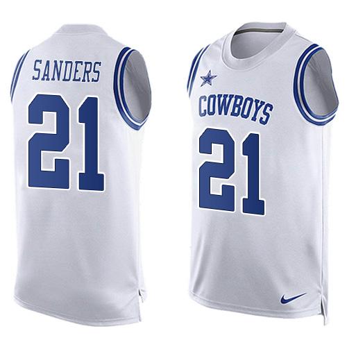 Nike Cowboys #21 Deion Sanders White Men's Stitched NFL Limited Tank Top Jersey Nike Cowboys #21 Deion Sanders White Men's Stitched NFL Limited Tank Top Jersey