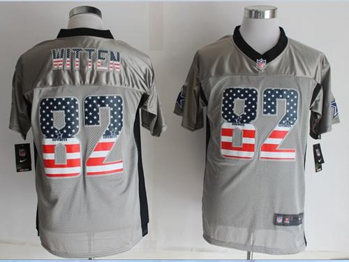 Nike Cowboys #82 Jason Witten Grey Men's Stitched NFL Elite USA Flag Fashion Jersey Nike Cowboys #82 Jason Witten Grey Men's Stitched NFL Elite USA Flag Fashion Jersey