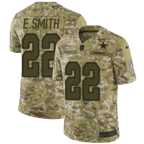 Nike Cowboys #22 Emmitt Smith Camo Men's Stitched NFL Limited 2018 Salute To Service Jersey Nike Cowboys #22 Emmitt Smith Camo Men's Stitched NFL Limited 2018 Salute To Service Jersey
