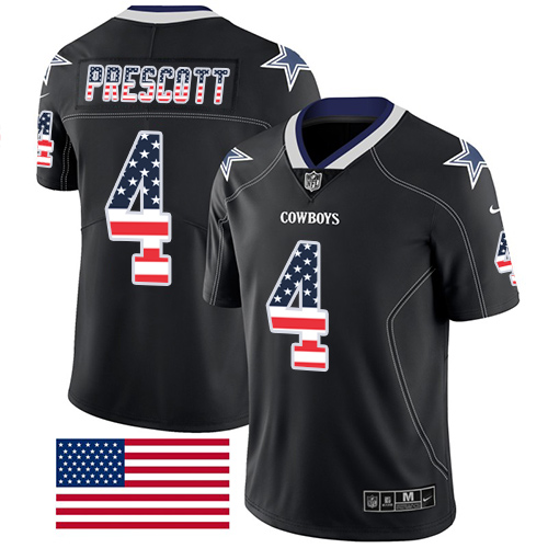 Nike Cowboys #4 Dak Prescott Black Men's Stitched NFL Limited Rush USA Flag Jersey Nike Cowboys #4 Dak Prescott Black Men's Stitched NFL Limited Rush USA Flag Jersey