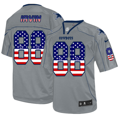 Nike Cowboys #88 Michael Irvin Grey Men's Stitched NFL Elite USA Flag Fashion Jersey Nike Cowboys #88 Michael Irvin Grey Men's Stitched NFL Elite USA Flag Fashion Jersey